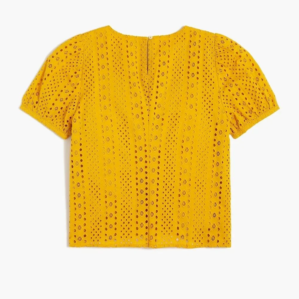 J. Crew Bronzed Eyelit Puff Short Sleeve Top XXL - Picture 5 of 5